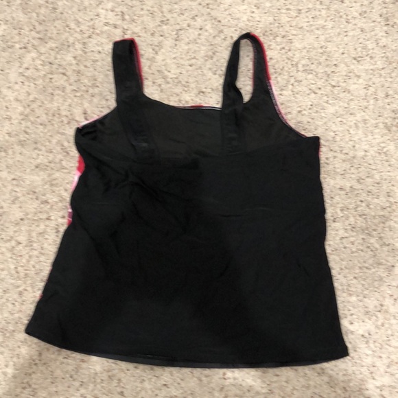 Pink floral/black tankini/skirt set. - Picture 2 of 2